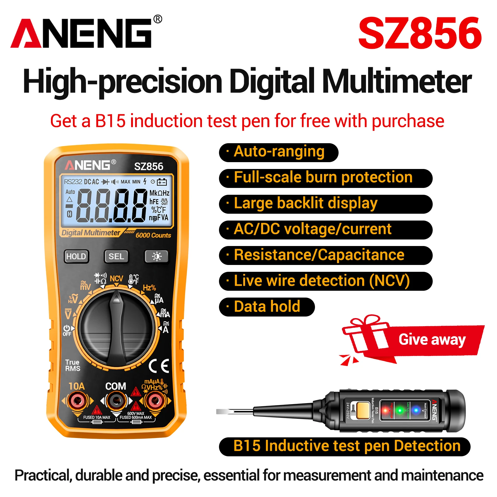 ANENG SZ856 multimeter pintar  - Diy Electronics Table ulasan dan harga